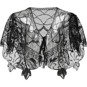 BABEYOND 1920s Beaded Evening Cape Shawl Wrap Bolero for Wedding & Party Dresses